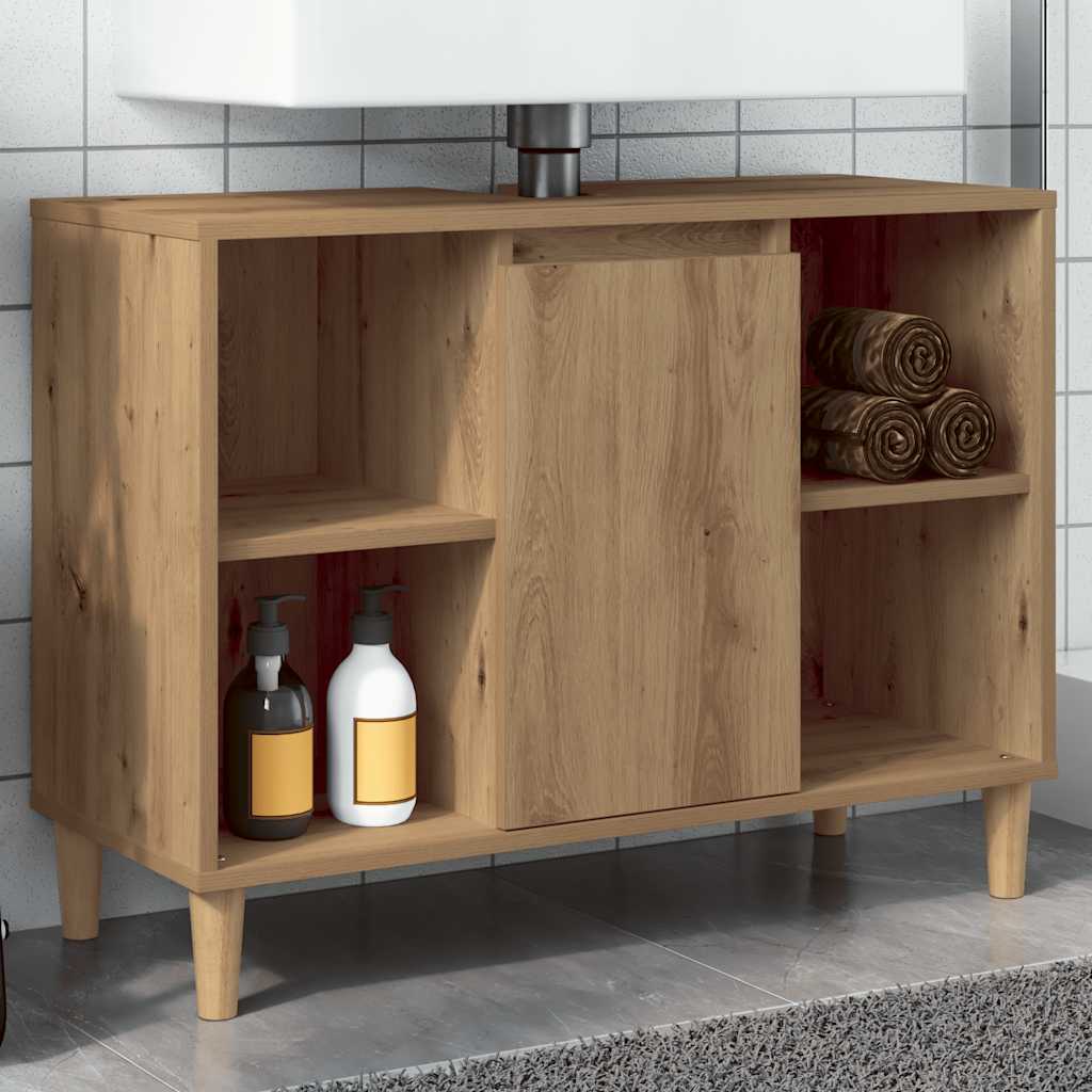 Badschrank Braun Artisan-Eiche 80x33x60 cm Holzwerkstoff