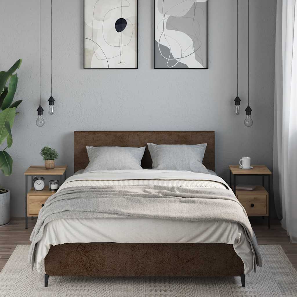 Nachttische 2 Stk. Artisan-Eiche 34x36x50 cm Holzwerkstoff