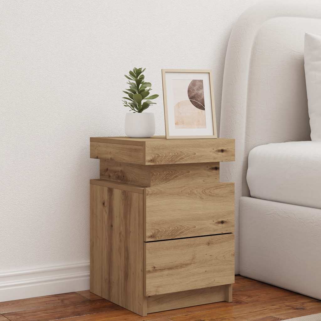 LED-Nachttisch Artisan-Eiche 35x39x55 cm Holzwerkstoff