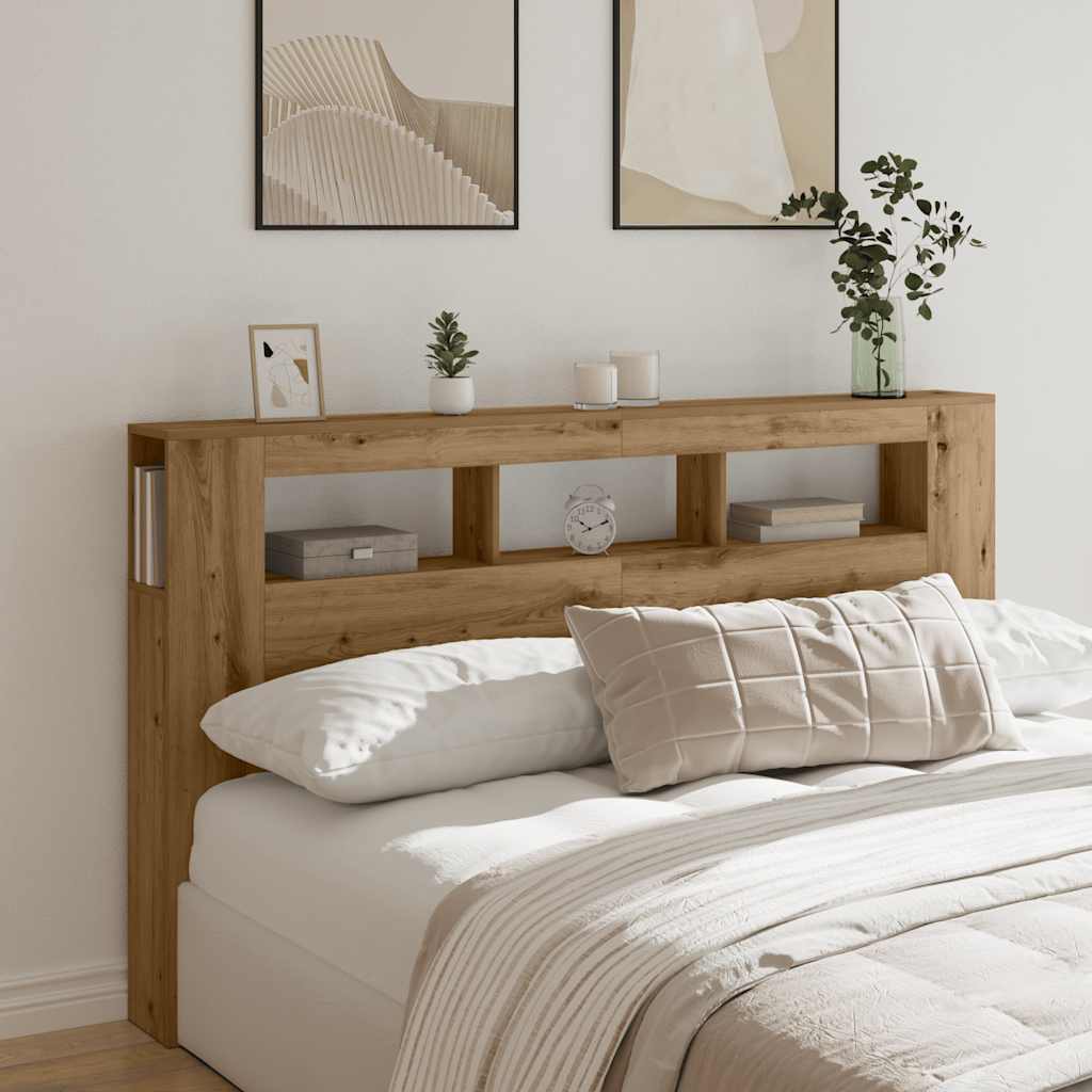 LED-Kopfteil Artisan-Eiche 180x18,5x103,5 cm Holzwerkstoff