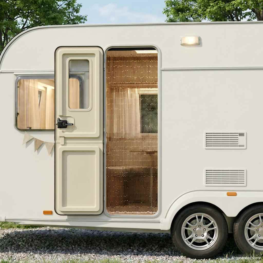 Insektenschutz-Türvorhang für Wohnmobil Dunkelgrau 56x185 cm Bambus
