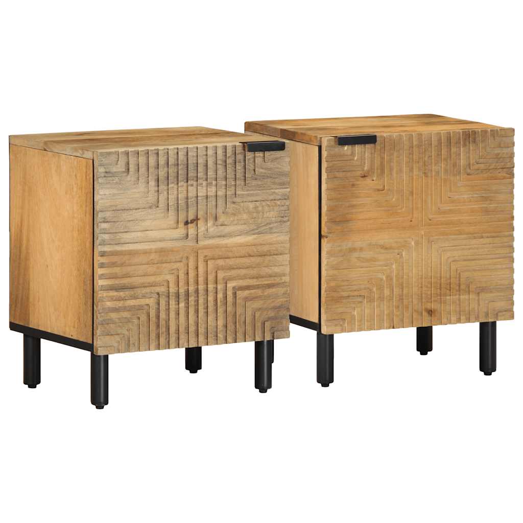 Nachttische 2 Stk. Braun 40x33x46 cm Massivholz Mango
