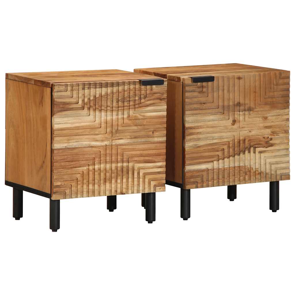 Nachttische 2 Stk. 40x33x46 cm Massivholz Akazie