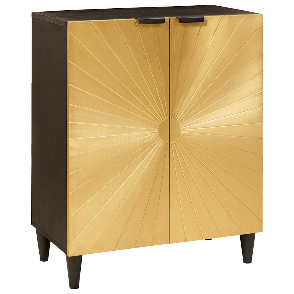 Sideboard Schwarz und Gold 60 x 33 x 75 cm Massivholz Mango