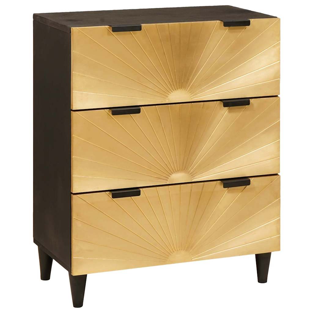 Sideboard Schwarz und Gold 60 x 33 x 75 cm Massivholz Mango