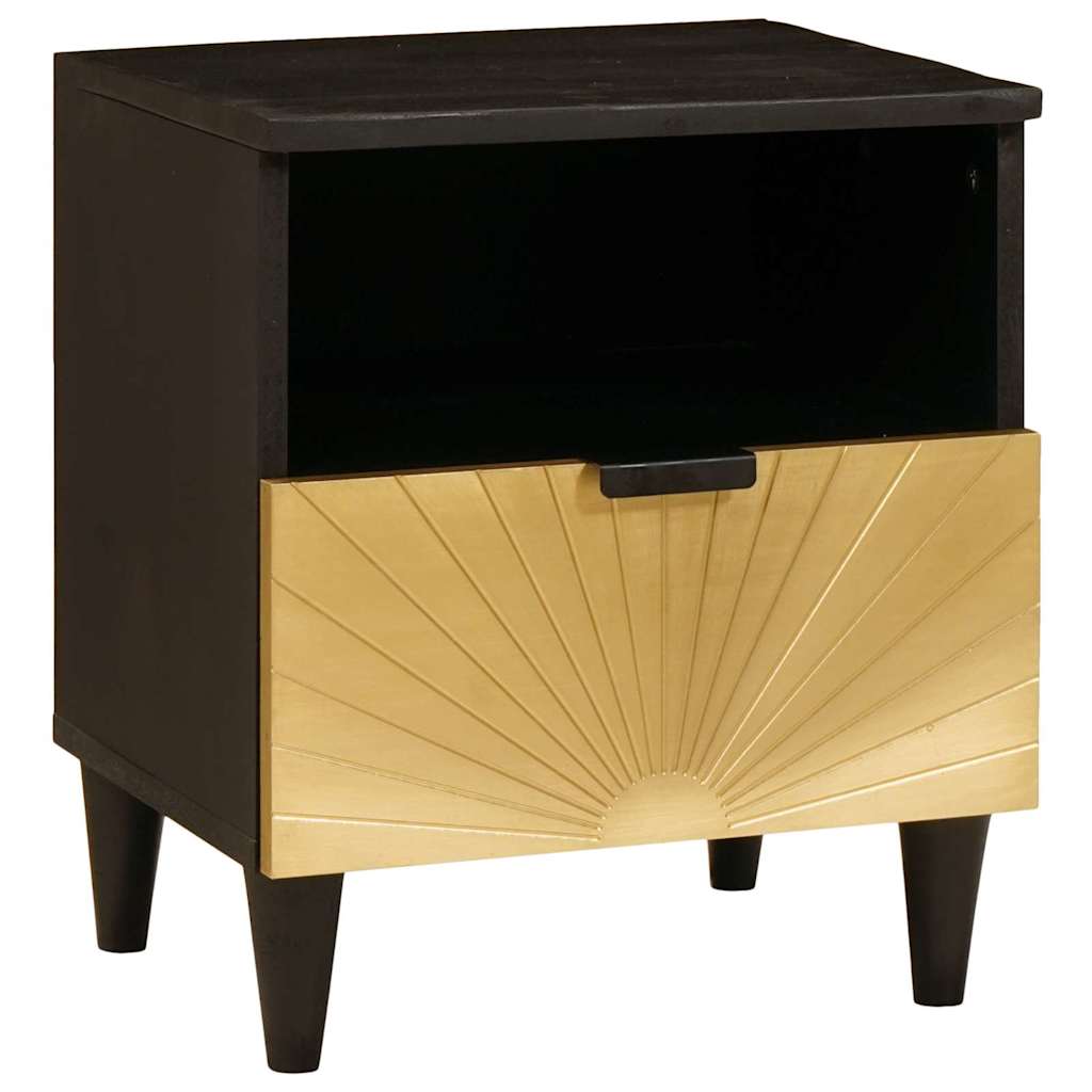 Nachttisch Schwarz und Gold 40 x 33 x 46 cm Holzwerkstoff