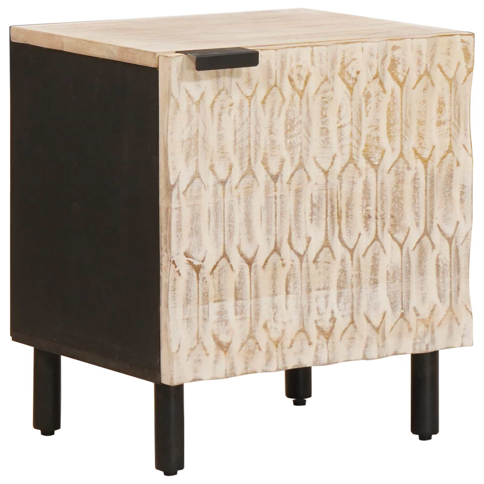 Nachttisch Weiß 40 x 33 x 46 cm Massivholz Mango