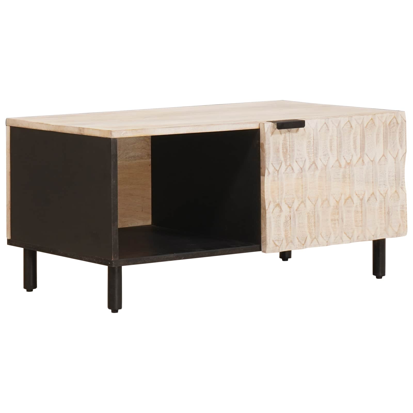 Couchtisch Weiß 80 x 50 x 40 cm Massivholz Mango