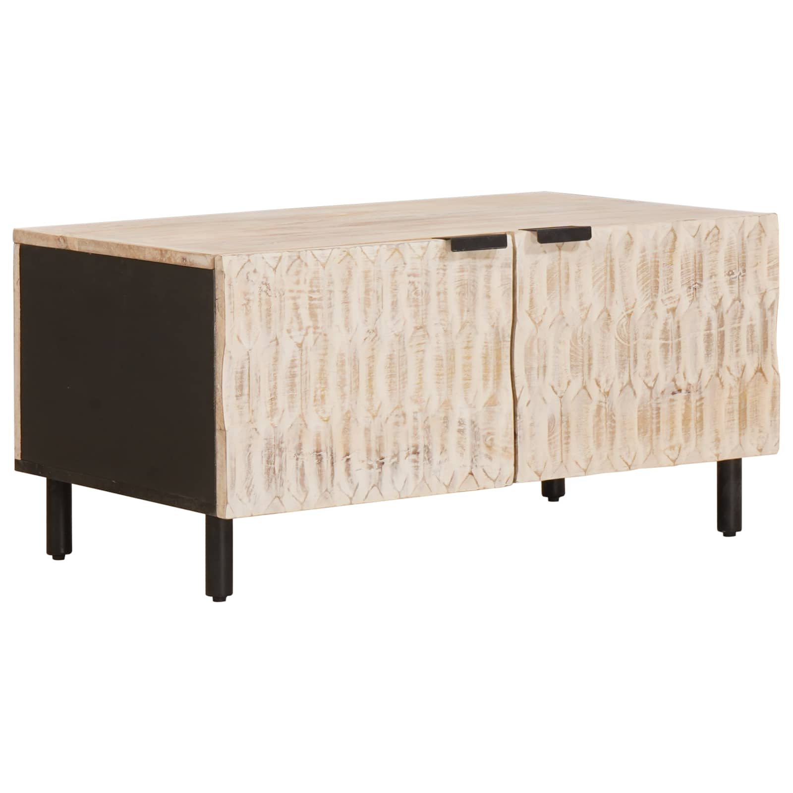 Couchtisch Weiß 80 x 50 x 40 cm Massivholz Mango