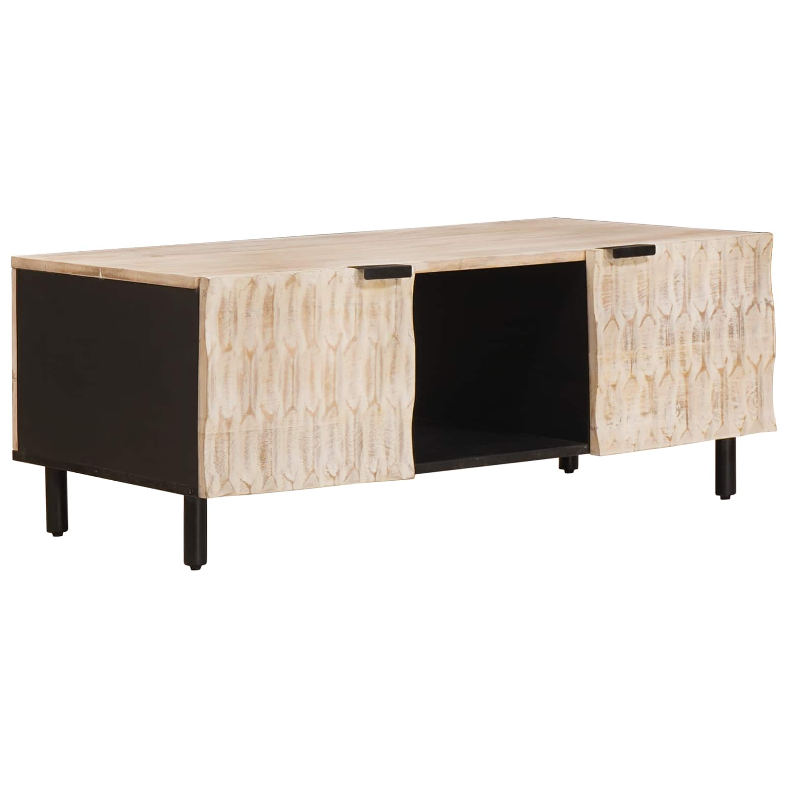 Couchtisch Weiß 100 x 54 x 40 cm Massivholz Mango
