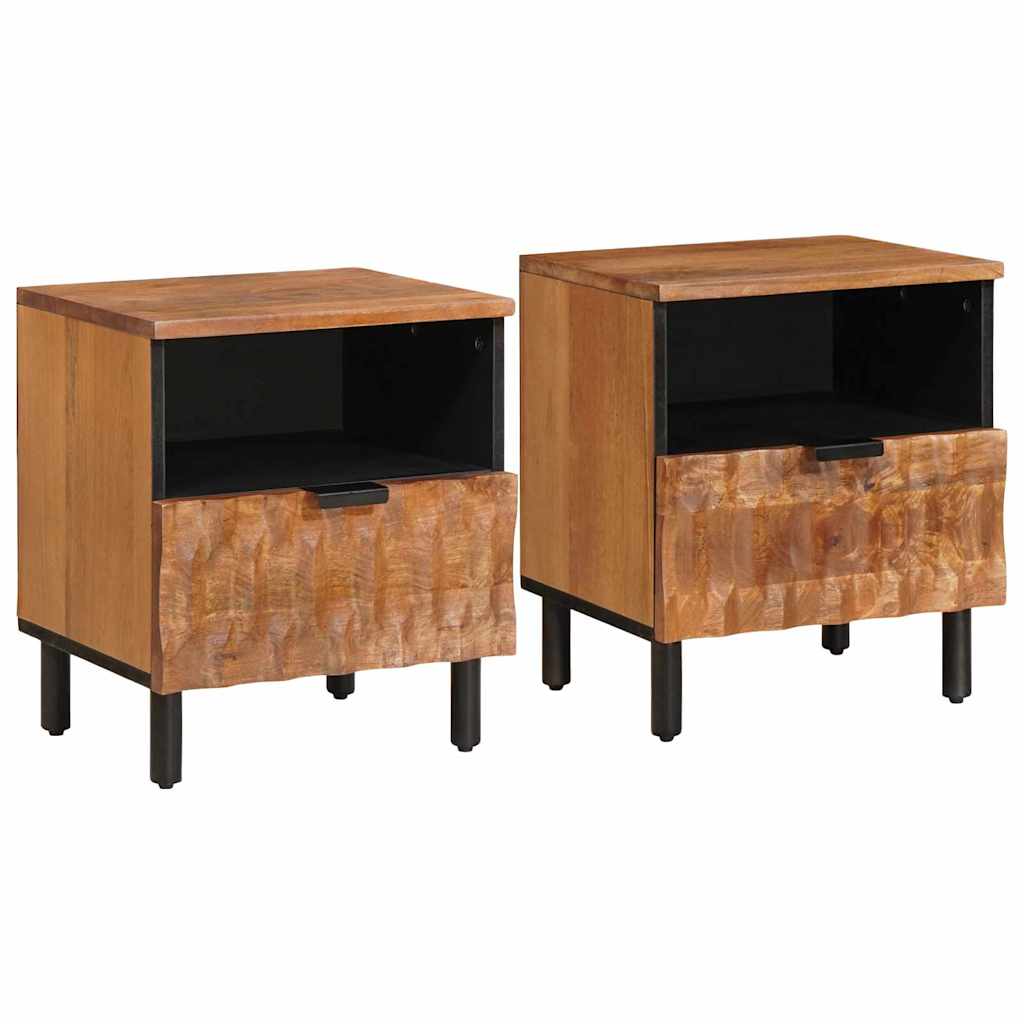 Nachttisch 2 stk. Braun 40 x 33 x 46 cm Massivholz Mango