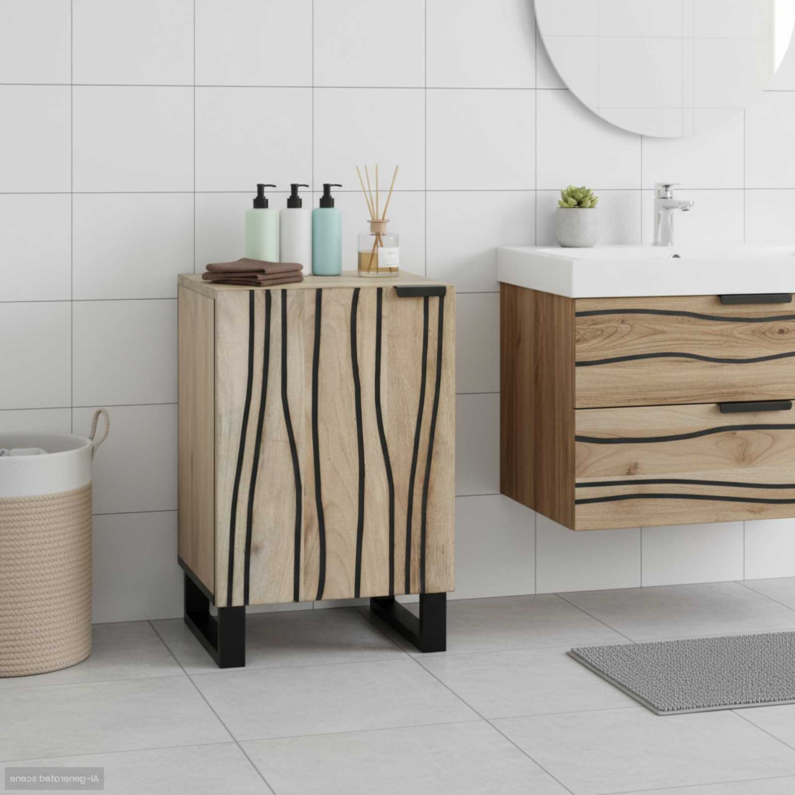 Waschbeckenschrank Weiß 38 x 33,5 x 58 cm Holzwerkstoff