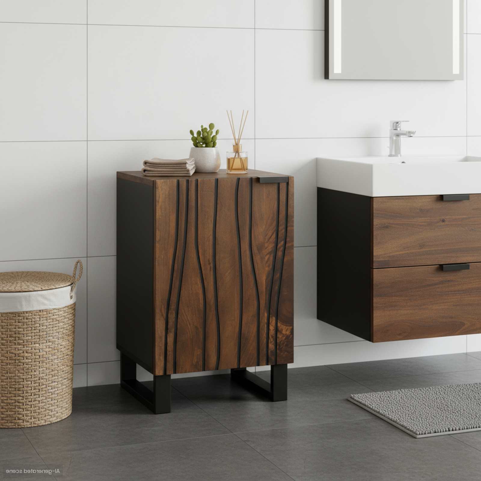 Waschbeckenschrank Walnuss 38 x 33,5 x 58 cm Holzwerkstoff