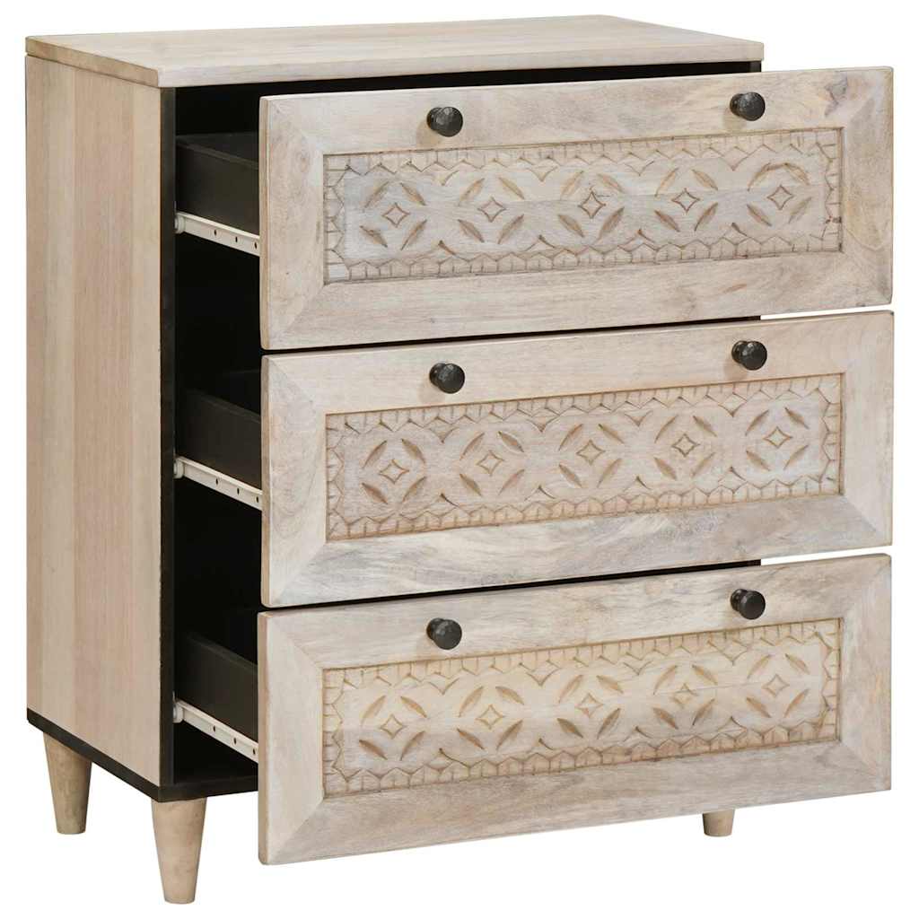 Sideboard 60 x 33 x 75 cm massives Mangoholz Weiß