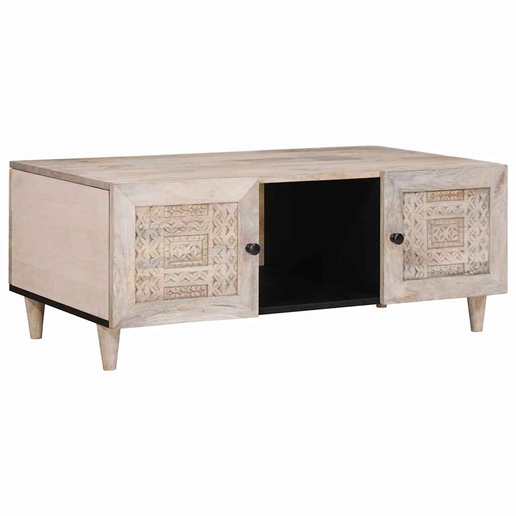 Couchtisch Bleached White 100 x 54 x 40 cm Massivholz Mango