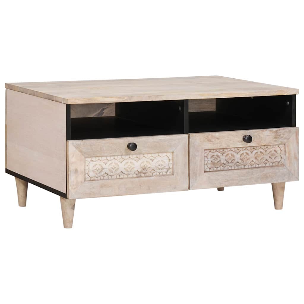 Couchtisch Bleached White 80 x 54 x 40 cm Massivholz Mango