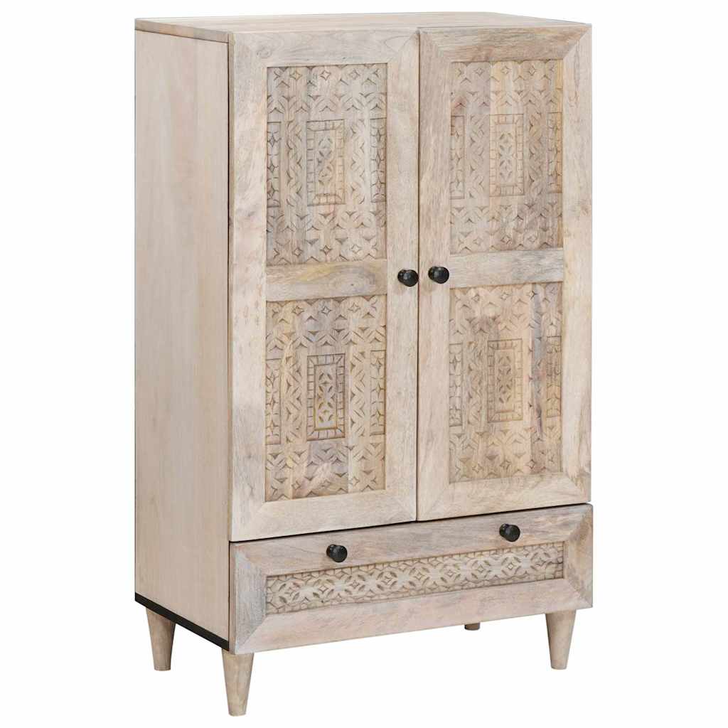 Highboard 60 x 33 x 100 cm Massivholz Mango Bleached White