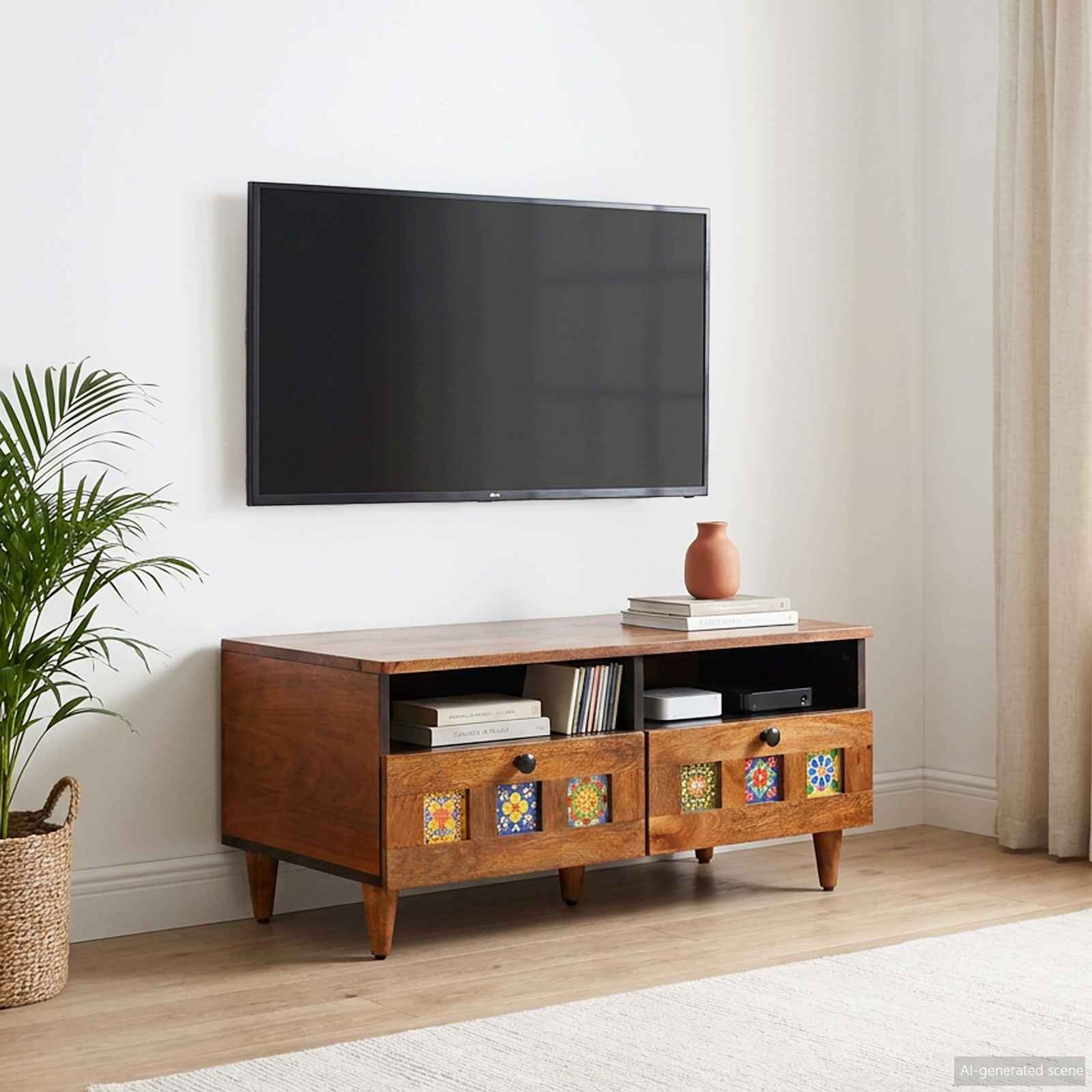 TV-Schränk Walnuss 70 x 33 x 46 cm Massivholz Mango