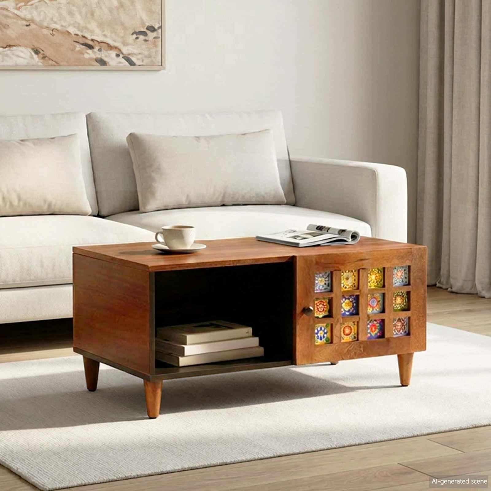 Couchtisch Braun 80 x 50 x 40 cm Massivholz Mango