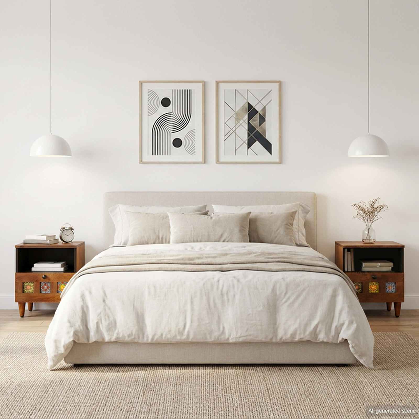 Nachttisch 2 stk. Braun 40 x 33 x 46 cm Massivholz Mango