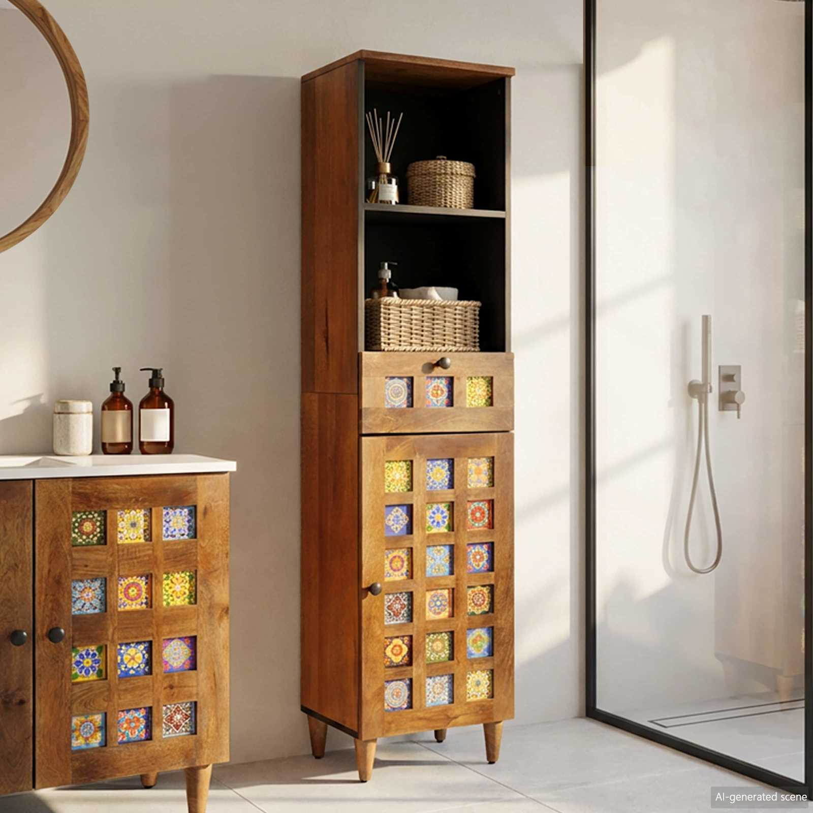 Badezimmerschrank Walnuss 38 x 33 x 160 cm