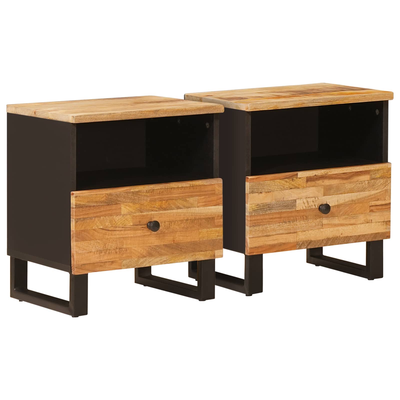 Bettkasten 2 Stk. Braun 40 x 33 x 46 cm Massivholz Mango