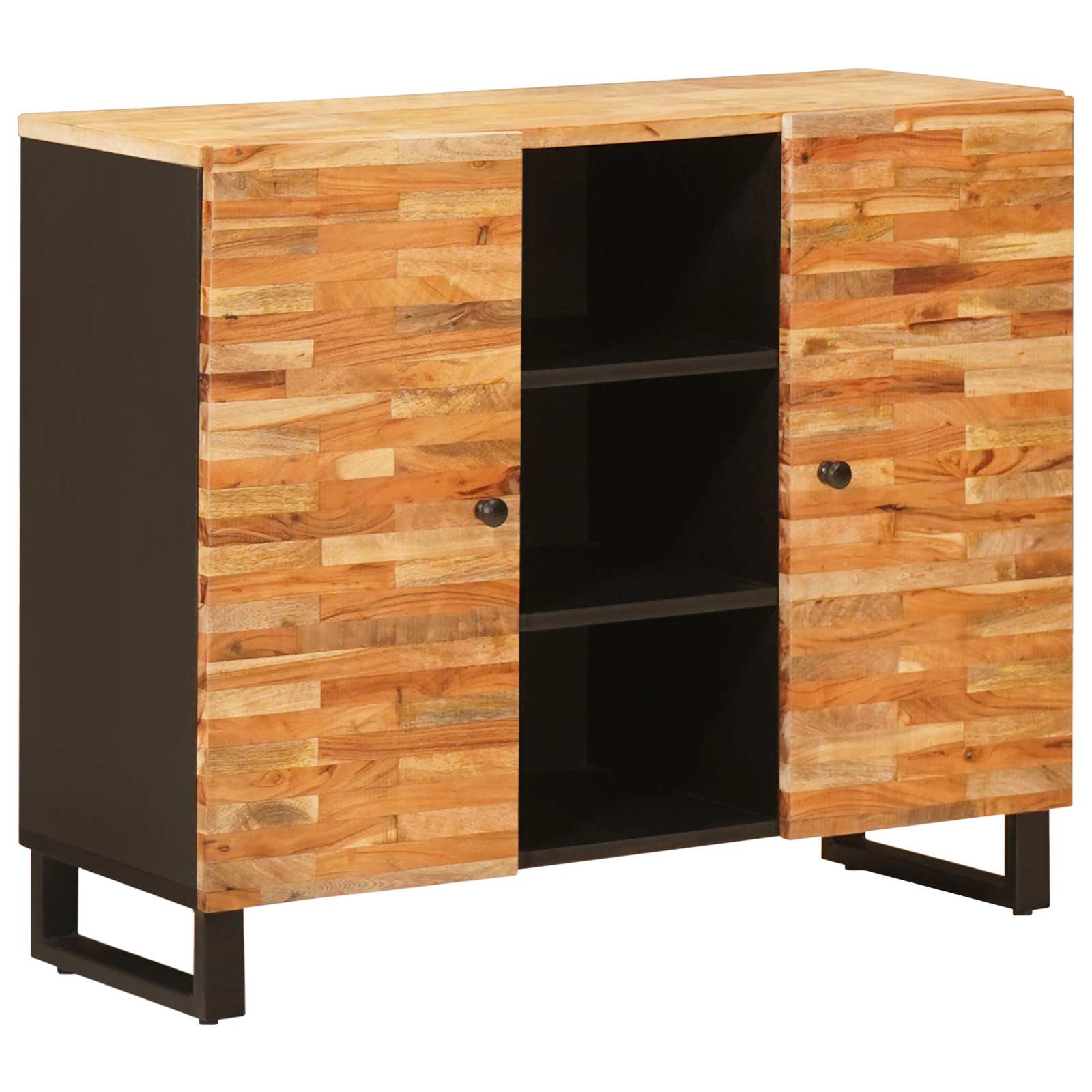 Seitenschrank mit Tür Braun 90 x 33 x 75 cm Massivholz Mango