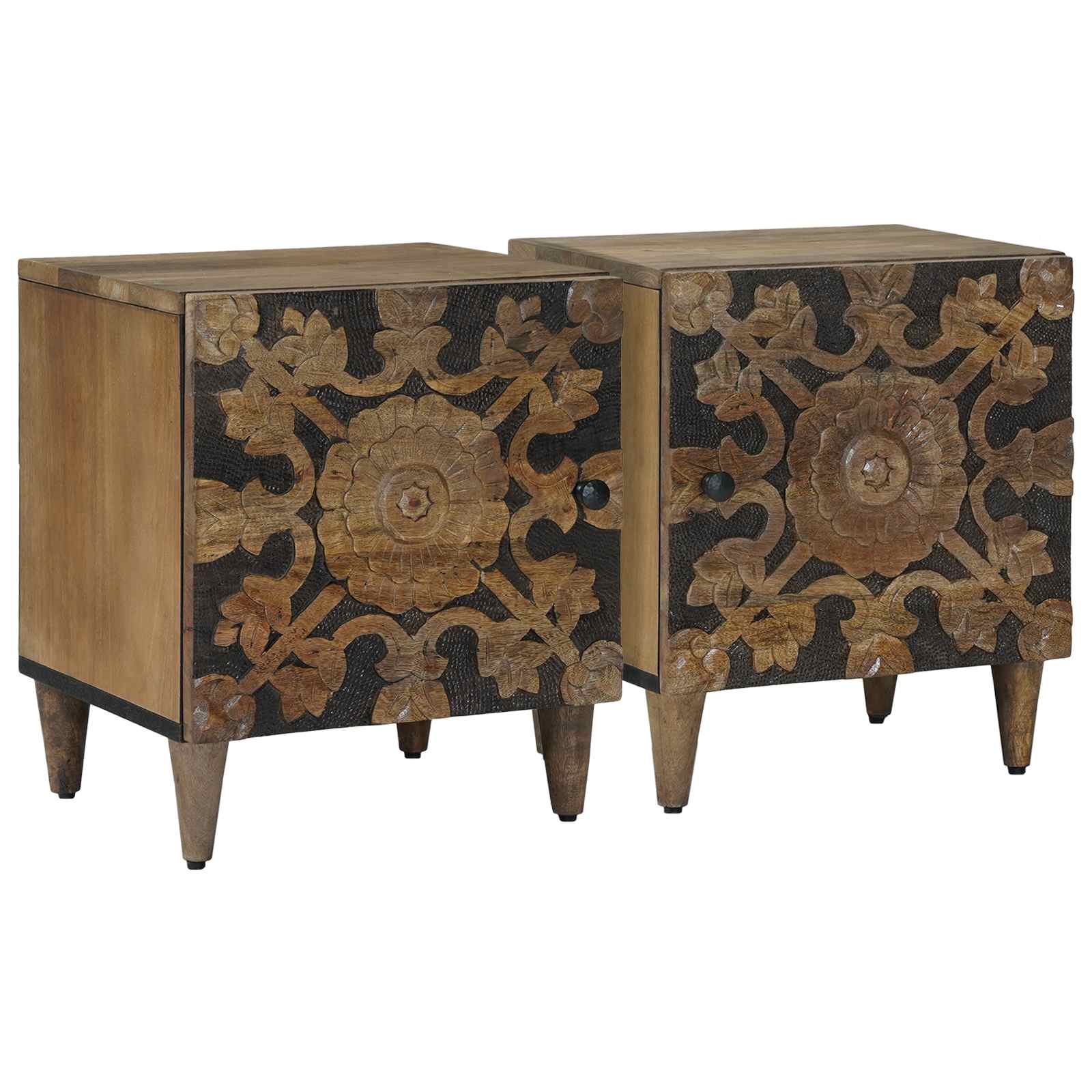 Nachttisch 2 Stk. Braun 40 x 33,5 x 46 cm Massivholz Mango