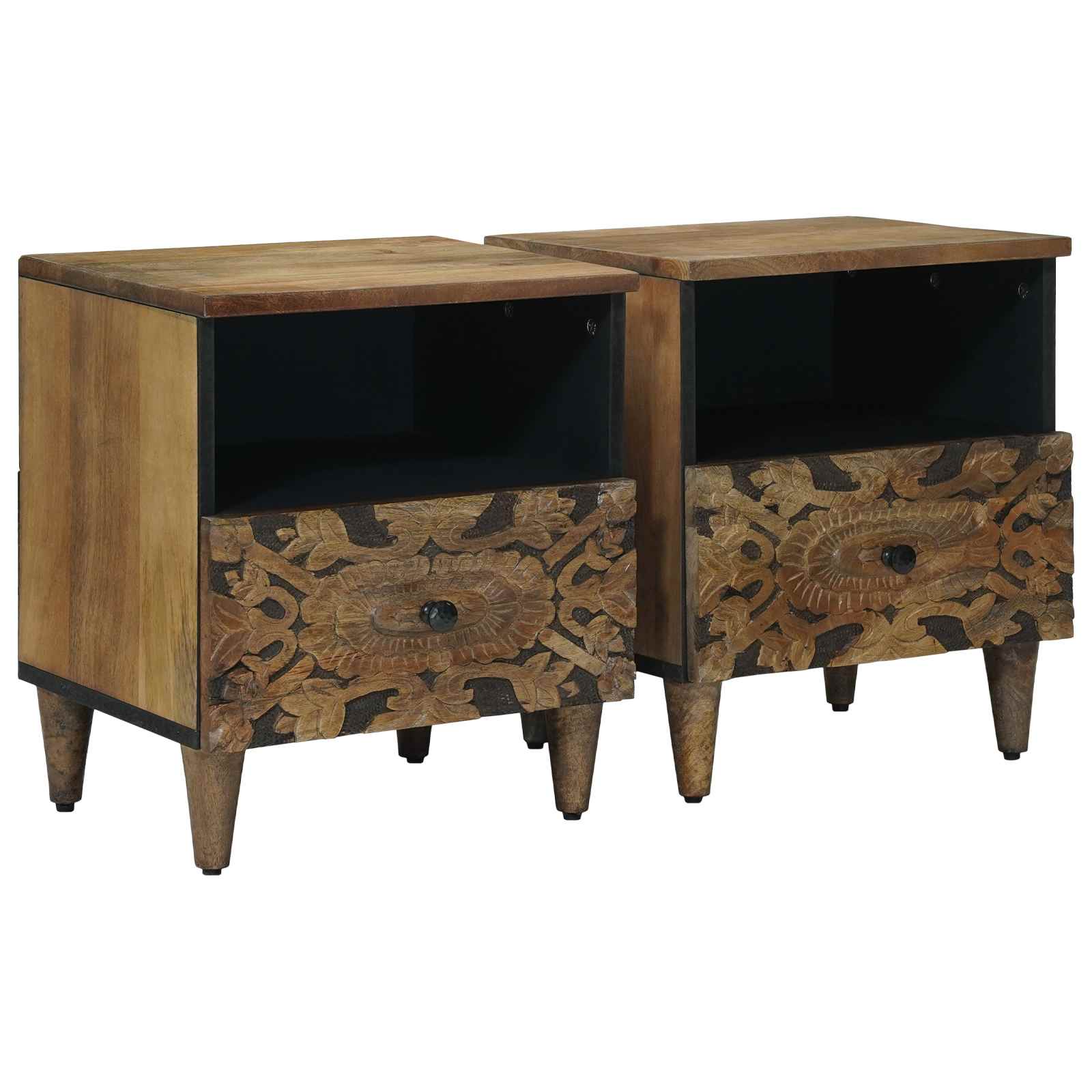 Bettkasten 2 stk. Braun 40 x 33 x 46 cm Massivholz Mango