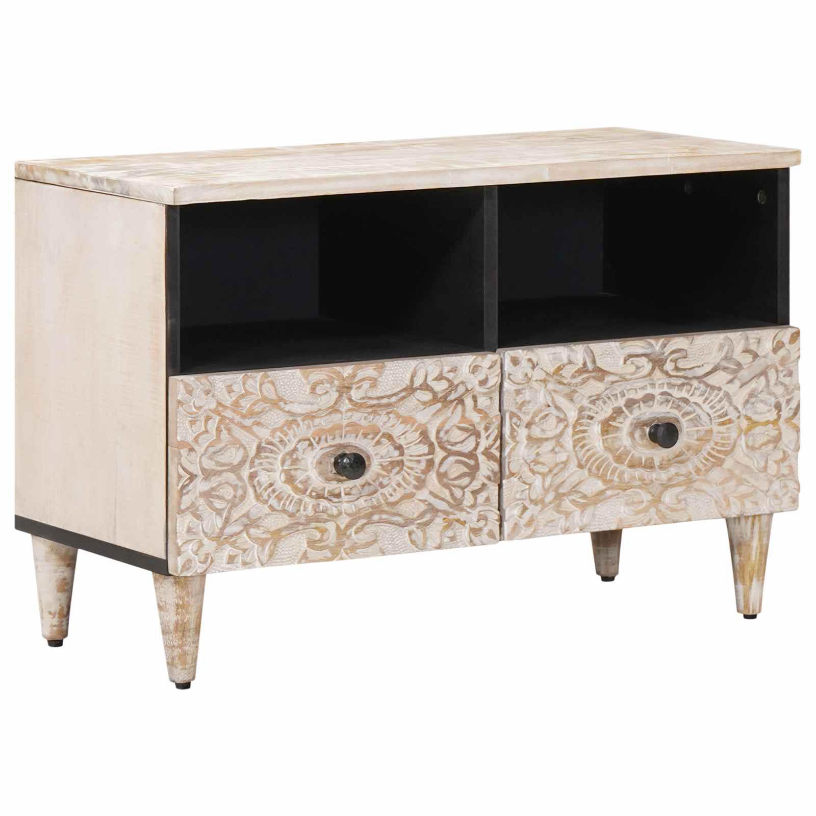 TV-Schränk Weiß 70 x 33,5 x 46 cm Massivholz Mango