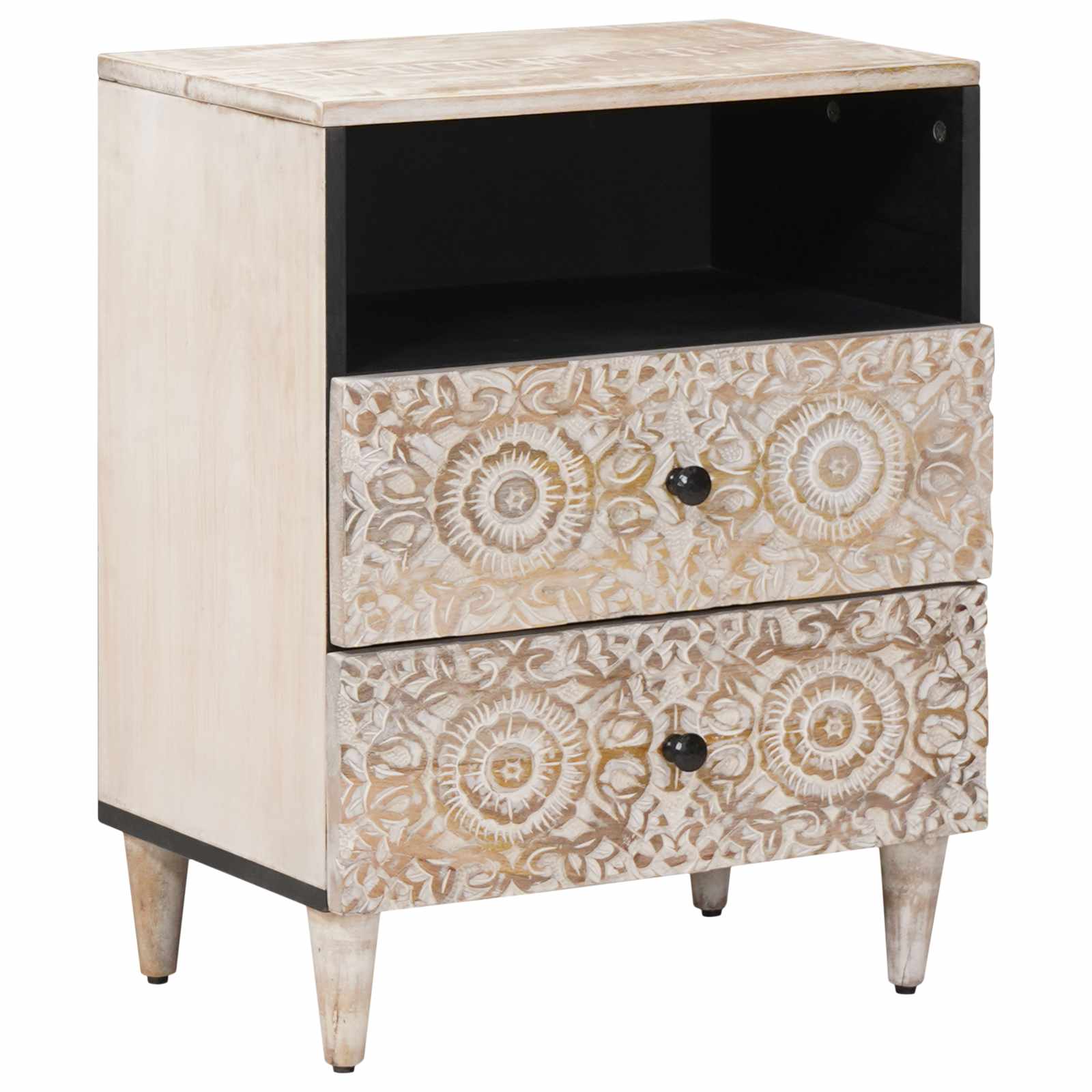 Bettkasten Weiß 50 x 33 x 60 cm Massivholz Mango
