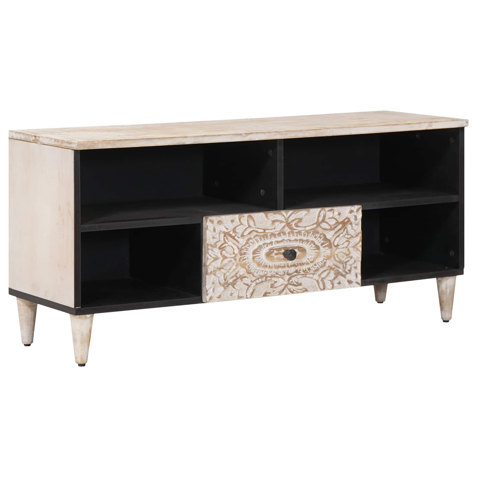 TV-Schränk Weiß 100 x 33,5 x 46 cm Massivholz Mango