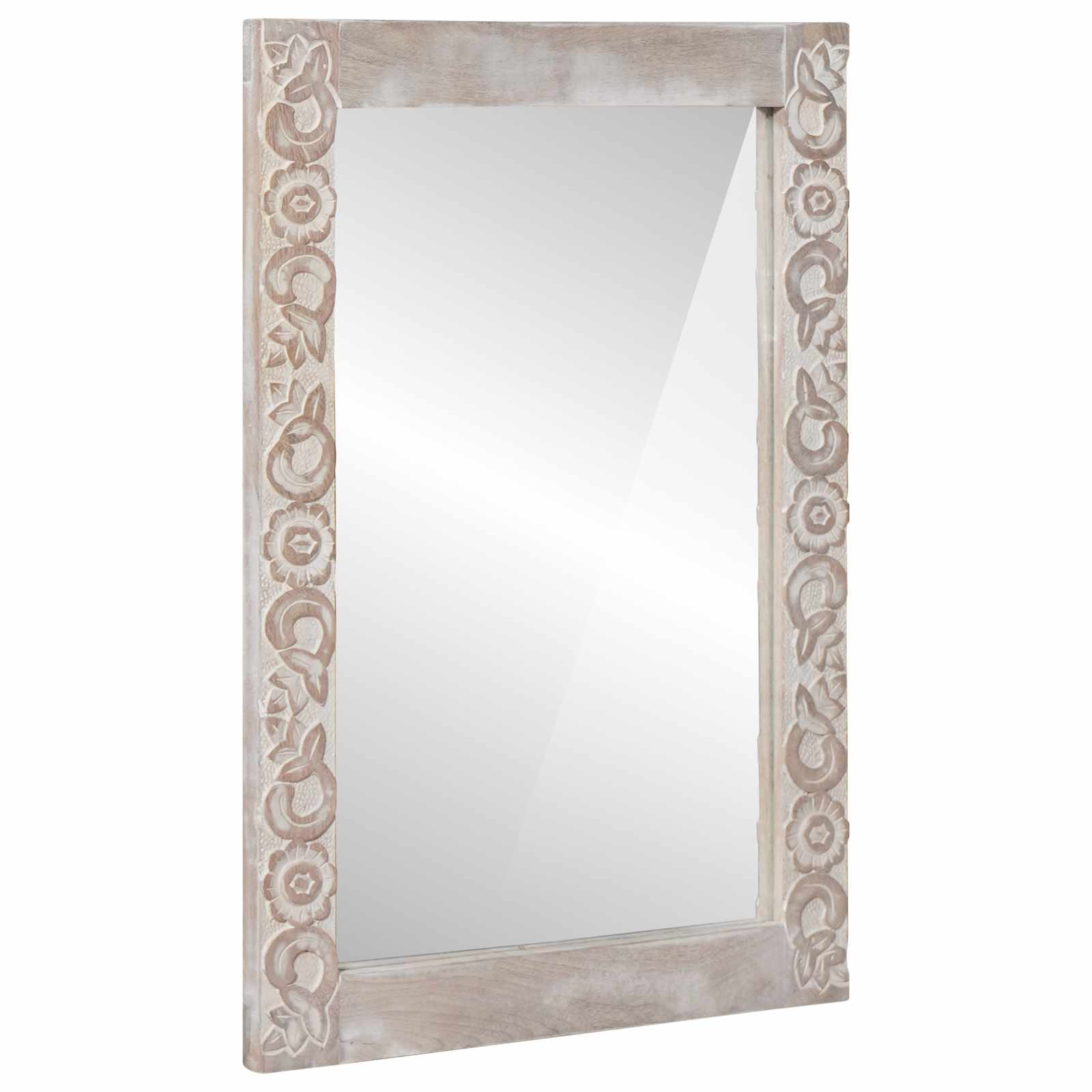 Wandspiegel Weiß 70 x 50 cm Massivholz Mango Rechteckig