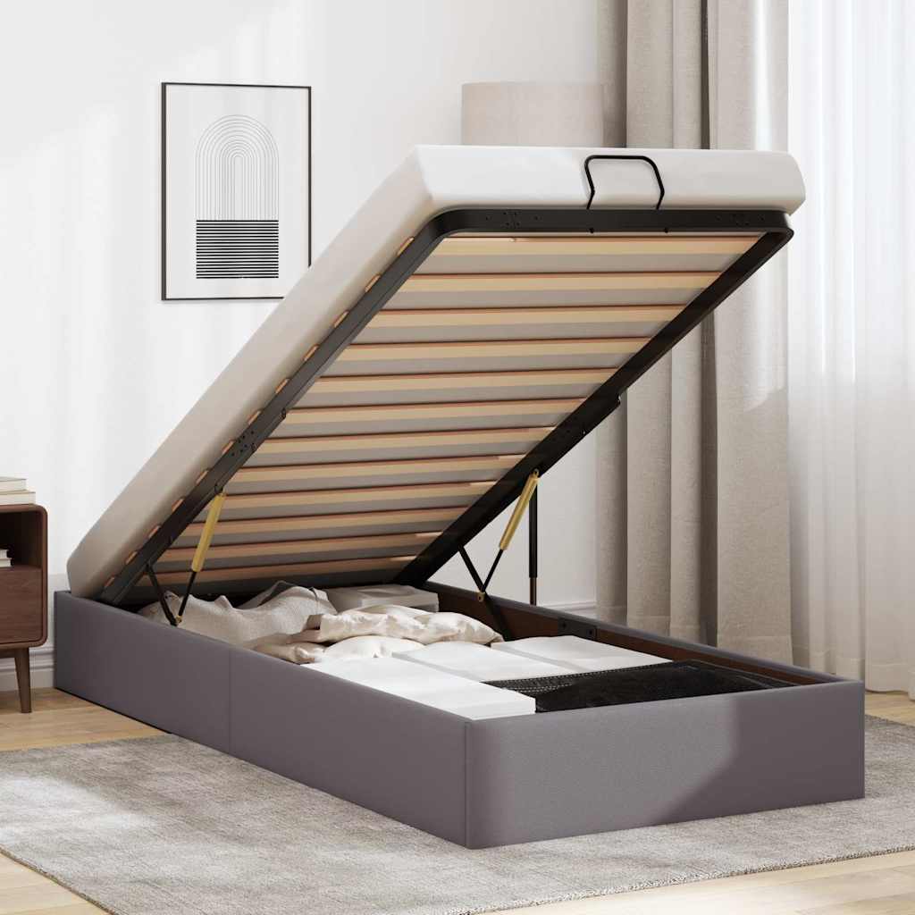 Ottoman-Bett ohne Matratze Grau 80x200 cm Kunstleder