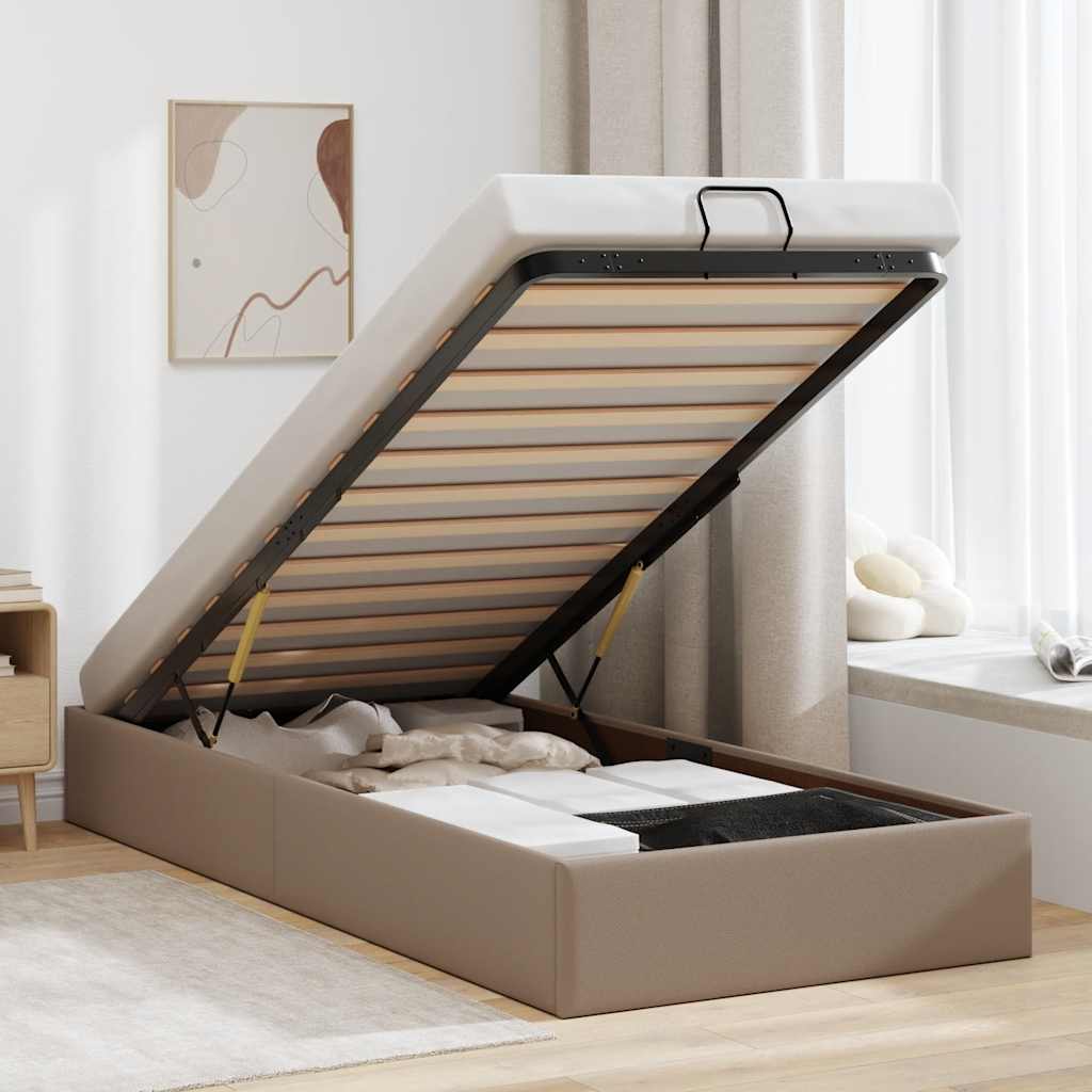 Ottoman-Bett ohne Matratze Cappuccino-Braun 90x190cm Kunstleder