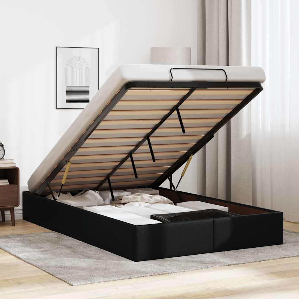Ottoman-Bett ohne Matratze Schwarz 120x190 cm Kunstleder