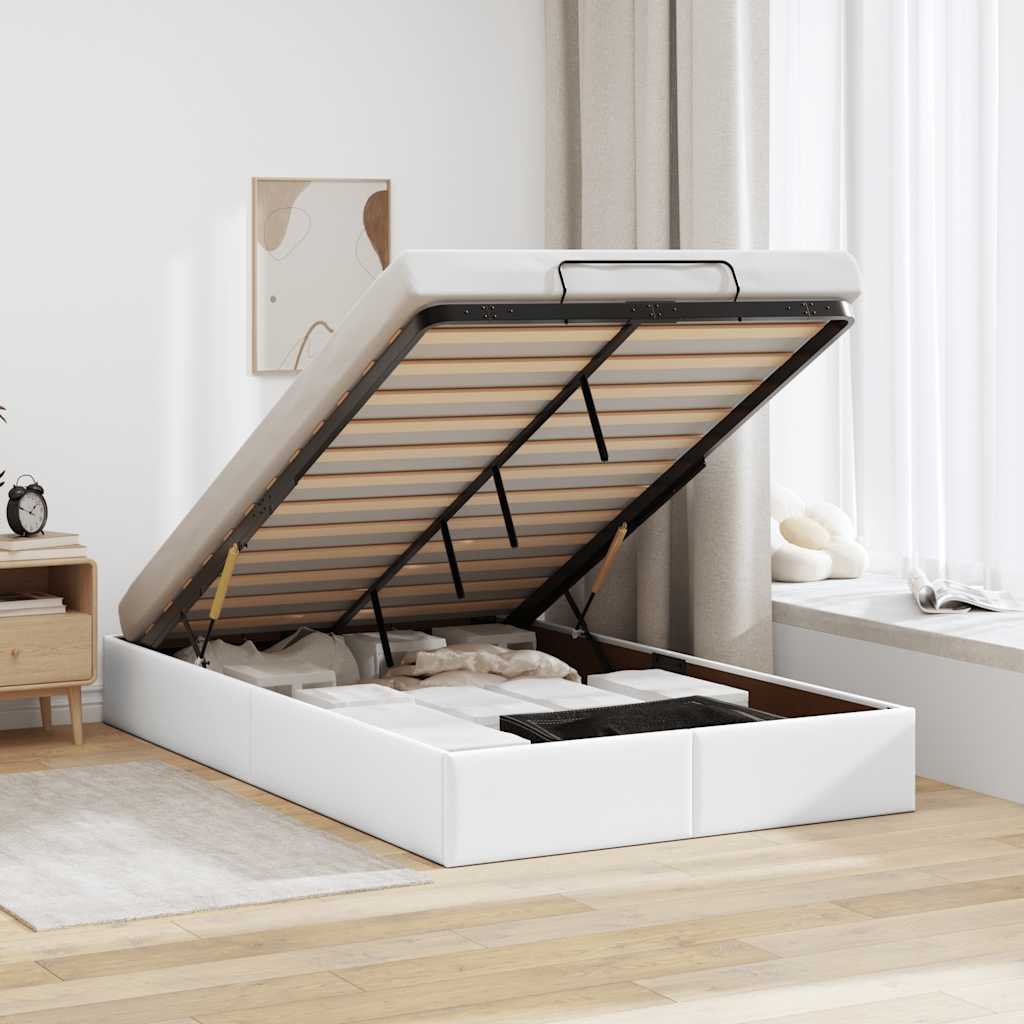 Ottoman-Bett ohne Matratze Weiß 120x190 cm Kunstleder