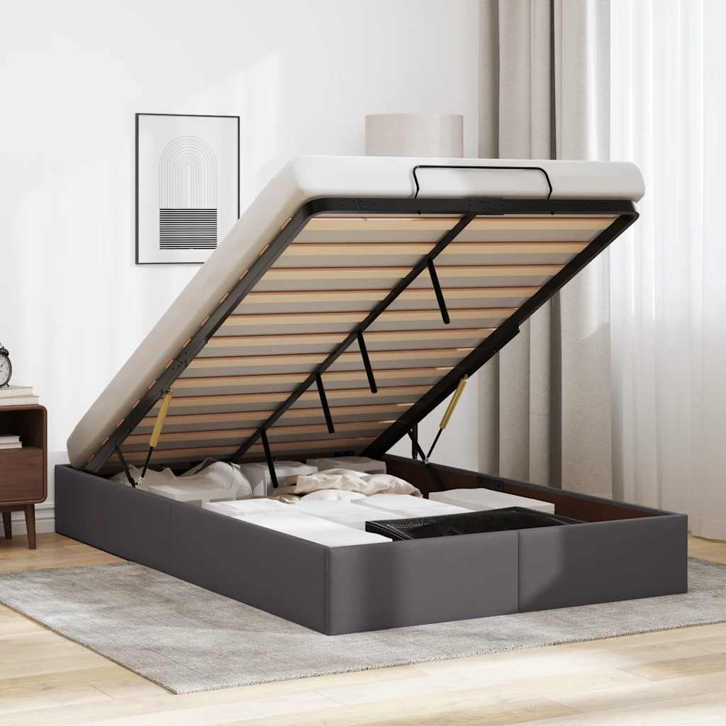 Ottoman-Bett ohne Matratze Grau 120x190 cm Kunstleder