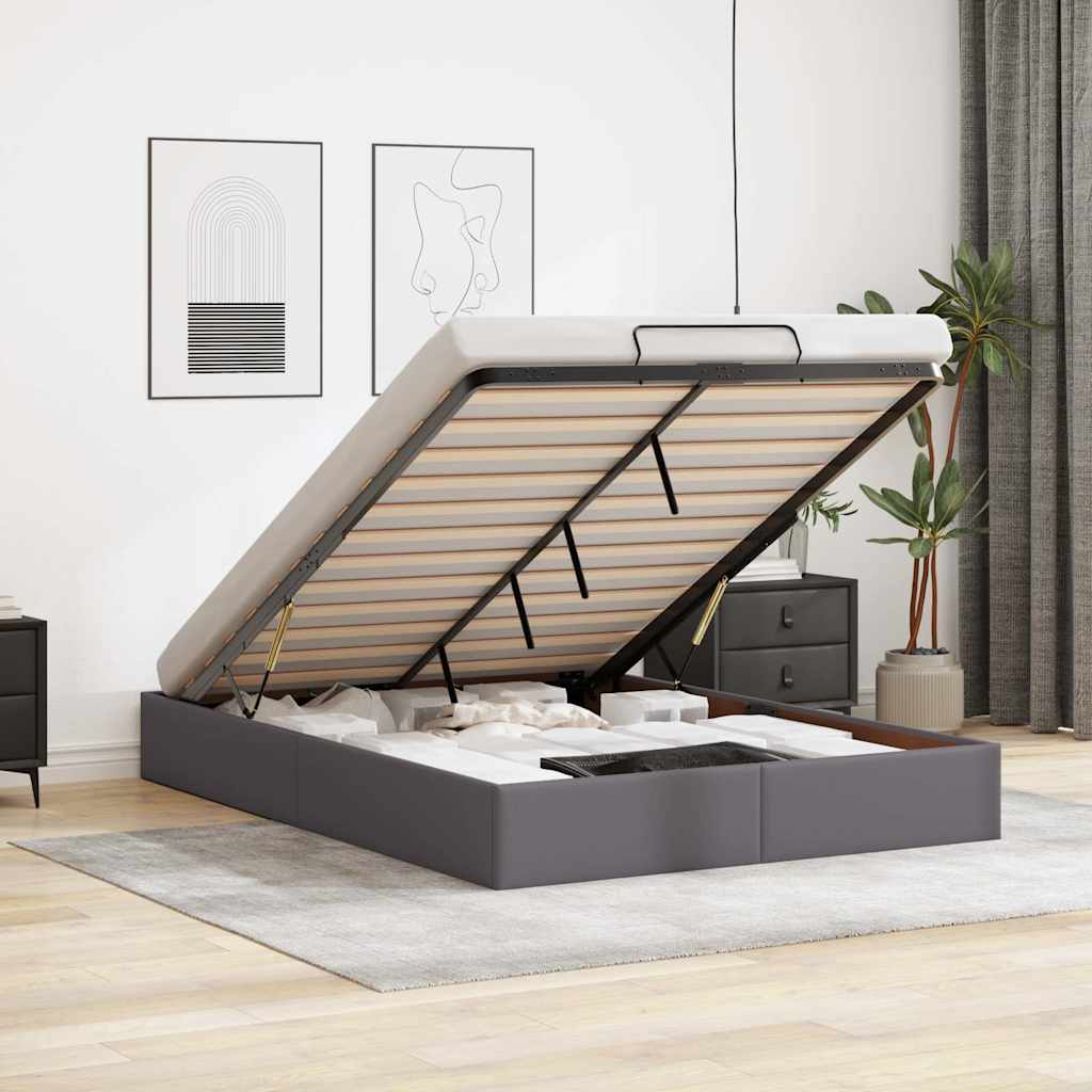 Ottoman-Bett ohne Matratze Grau 140x190 cm Kunstleder