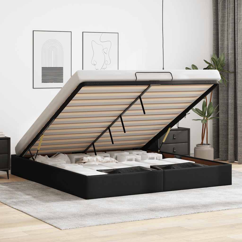 Ottoman-Bett ohne Matratze Schwarz 200x200 cm Kunstleder