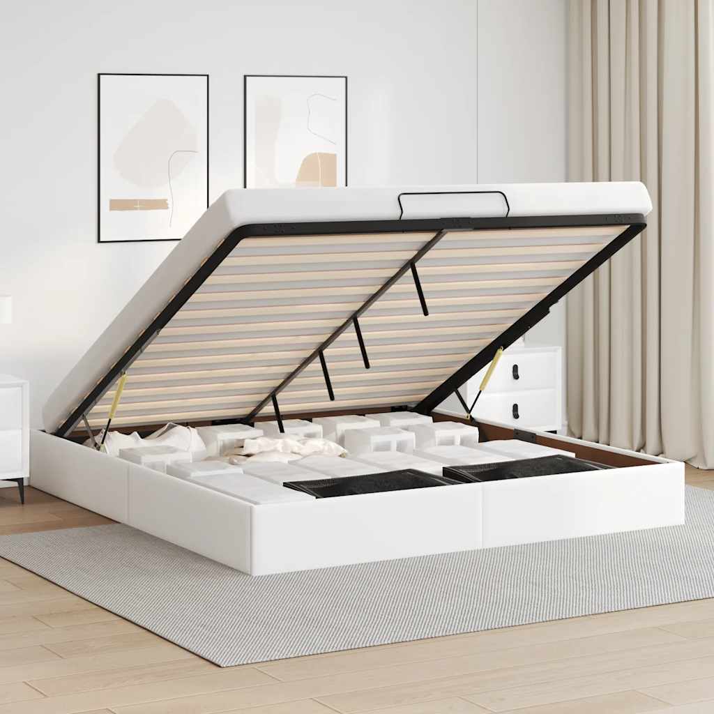 Ottoman-Bett ohne Matratze Weiß 200x200 cm Kunstleder