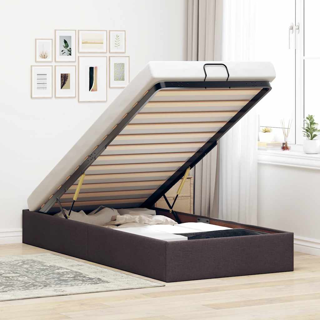 Ottoman-Bett ohne Matratze Dunkelbraun 80x200 cm Stoff