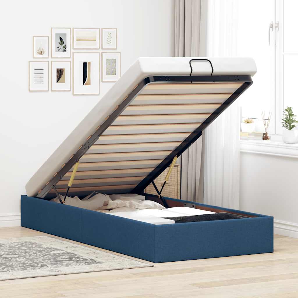 Ottoman-Bett ohne Matratze Blau 80x200 cm Stoff