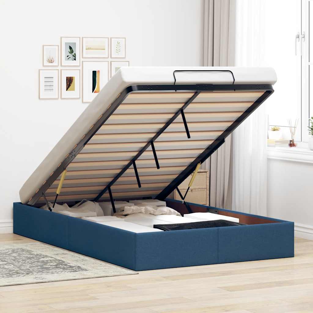 Ottoman-Bett ohne Matratze Blau 120x200 cm Stoff
