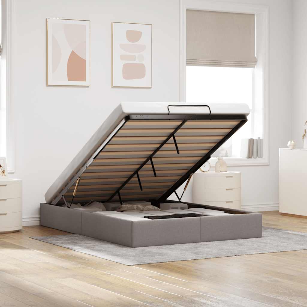 Ottoman-Bett ohne Matratze Taupe 140x190 cm Stoff