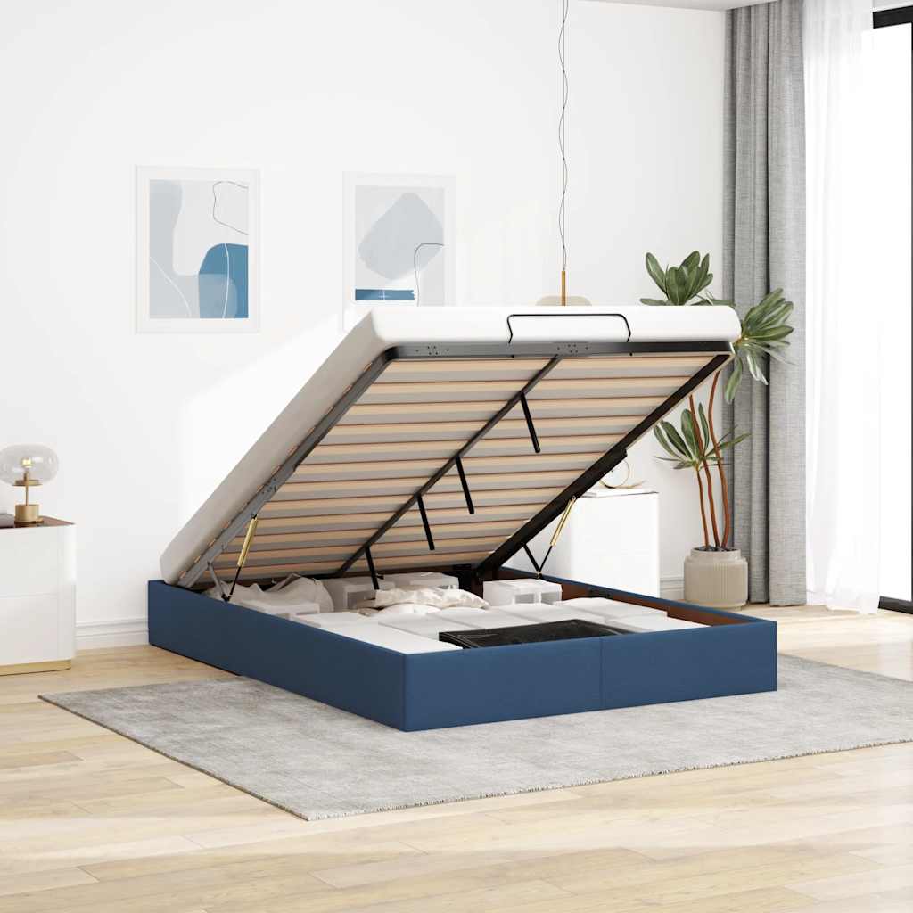 Ottoman-Bett ohne Matratze Blau 140x190 cm Stoff
