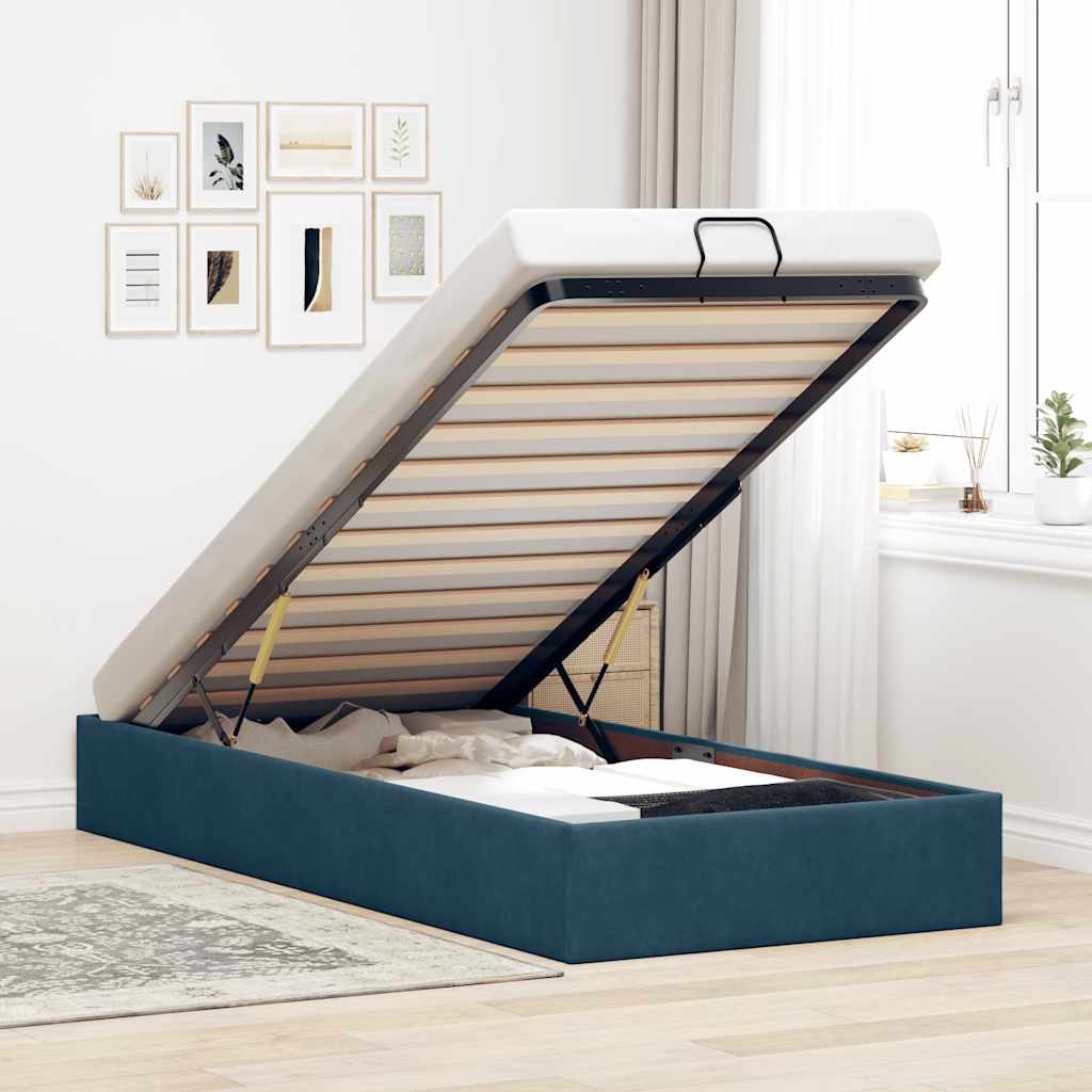 Ottoman-Bett ohne Matratze Dunkelblau 80x200 cm Samt