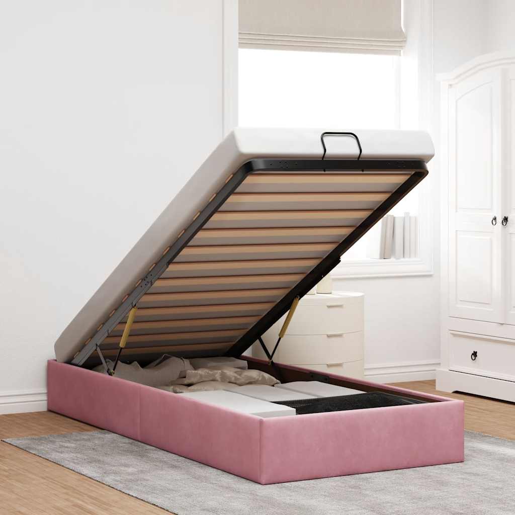 Ottoman-Bett ohne Matratze Rosa 80x200 cm Samt