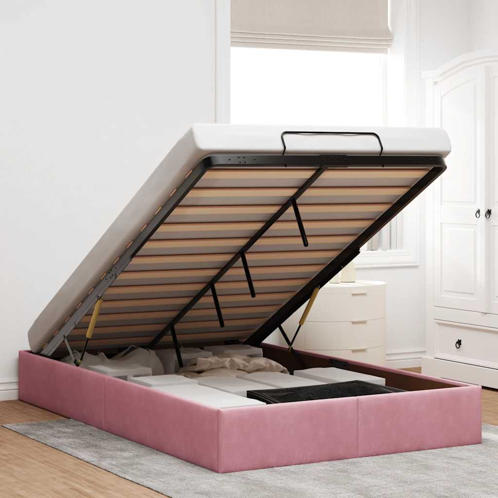 Ottoman-Bett ohne Matratze Rosa 120x190 cm Samt