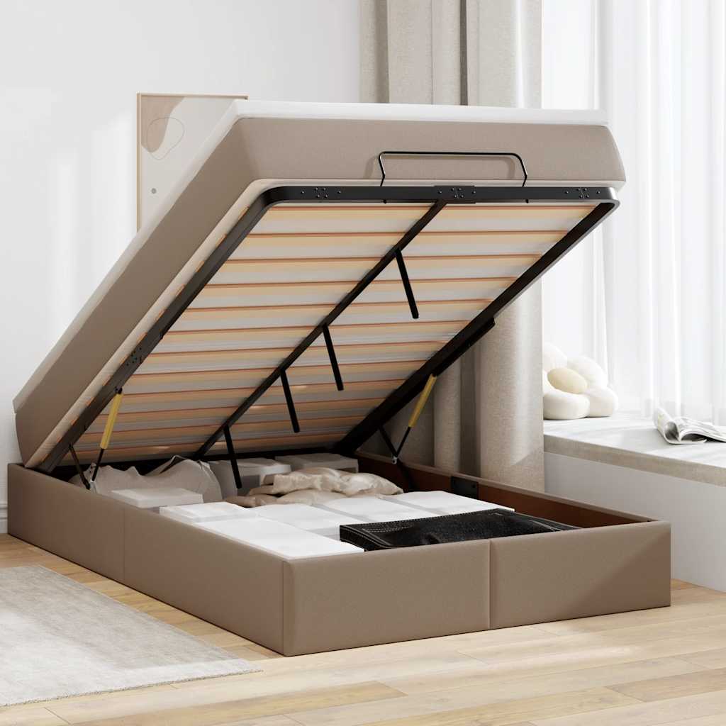 Ottoman-Bett mit Matratze Cappuccino-Braun 120x190cm Kunstleder